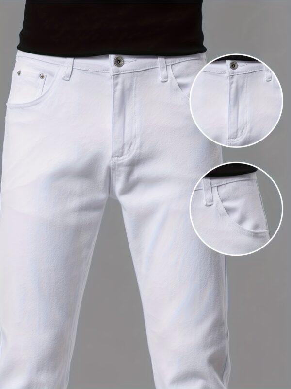 A Pair of Men'S Casual Trousers, Lightweight Business Regular Style White Breathable And Wrinkle- Resistant Fashion Straight-Leg Golf Trousers, Four Seasons Casual Western Trousers, Lightweight And Comfortable, Suitable for Office And Daily Wear - Image 4