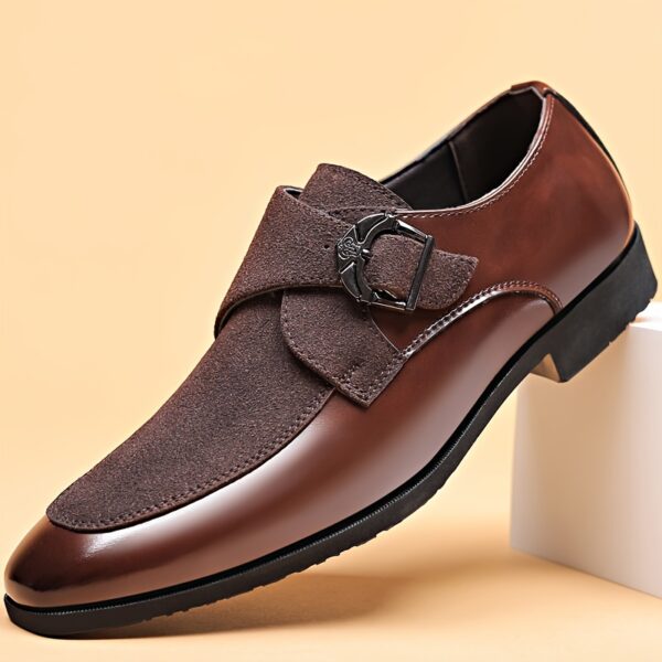 Men's Classic Black Dress Shoes - British Style Pointed Toe, Faux with Rubber Sole, Versatile for Business or Casual Wear - Image 3