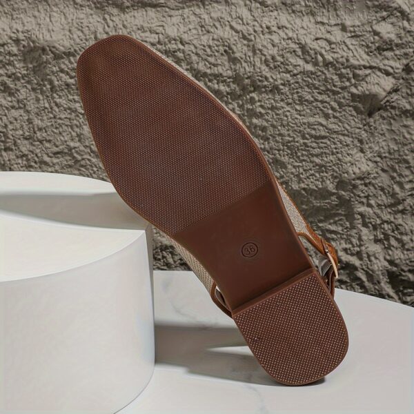 Women's Metallic Buckle Decor Flat Sandals, Elegant Square Toe Buckle Strap Shoes, Lightweight & Comfortable Shoes - Image 10