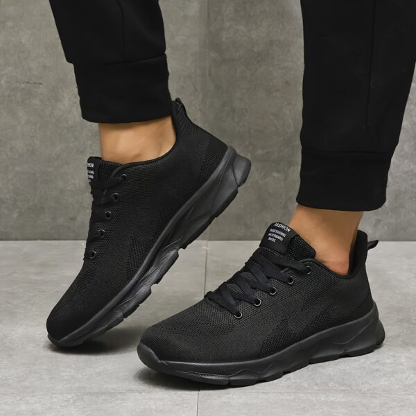 Men'S Sports Casual Minimalist Low Top Lace-Up Running Shoes, Breathable Soft Sole, Solid Color, Round Toe, EVA Sole, Fabric Upper and Inner, for Daily Casual Outdoor Wear - Image 3