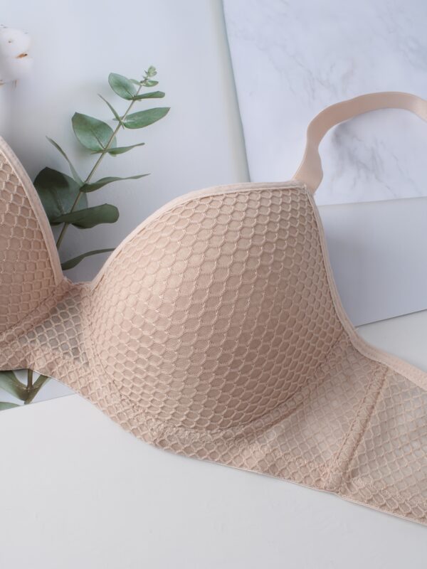 4pcs Women'S Minimalist Mesh Bralette Set - High Support, Push-Up Style, Non-Removable Padding, Underwire for Mature Women, Beige, Red, Black, White, Adult Fashion Bra | Minimalist Design | Comfortable Fit - Image 4