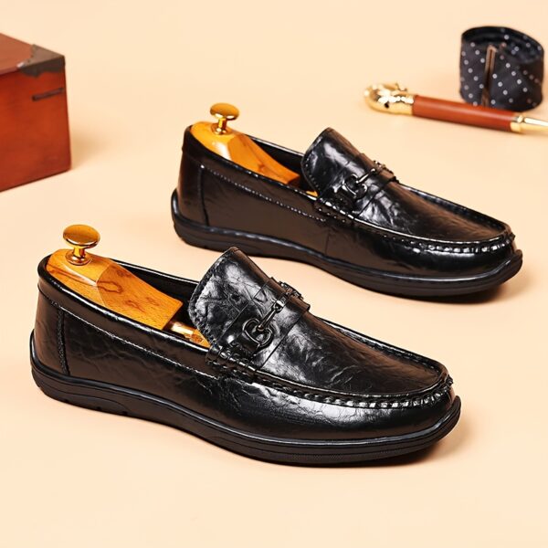 Men'S Elegant Brown Loafers - Casual Slip-On Shoes with Metal Buckle, Perfect for Weddings, Parties, and Business Casual Attire, All-Season Comfort, Rubber Sole, Faux Upper, Formal Footwear | Elegant Loafers | Stylish Loafers - Image 11