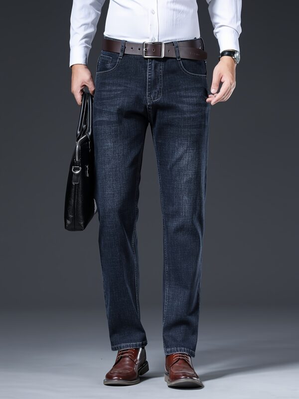 Men'S Premium Thick Straight-Leg Jeans for All Seasons - Image 8