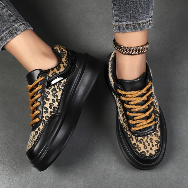 Chic Leopard Print Women's Sneakers - Lightweight, Comfortable Lace-Up Casual Shoes with Soft EVA Sole for All Seasons - Image 4