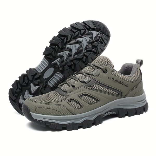 Men'S Breathable Low-Top Hiking Sneakers - Lightweight PU & Mesh Upper, Durable TPR Sole, Lace-Up Closure, All-Season Outdoor & Casual Shoes in Sizes 39-48 (Black), Hiking Boots, Trail Running Shoes, Sporty Hightops, Cushioned Support - Image 6
