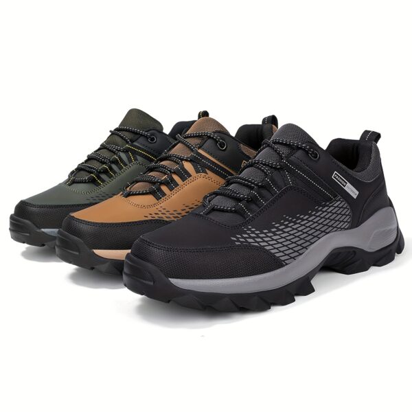 Men'S Breathable Hiking Shoes - Lightweight, Non-Slip Sole, Durable for Outdoor Trekking and Trail Running, Black Mesh Upper with Faux Cover Sole, Lace-Up Closure, EVA Cushioned Sole, Trail Running Shoes | Sleek Hiking Footwear | Durable EVA Sole