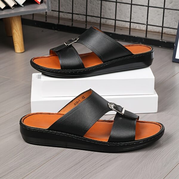 Men'S Casual Fashion Trendy Solid Color Round Toe Slip On Slides, Faux Upper, Faux Sole and Insole, Without Lining, Soft Sole Non-slip, Middle East Style Handmade, All-season, Daily & Casual Outdoor Indoor, for Men - Image 2