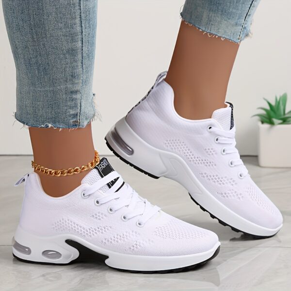 Women's Low-Top Air Cushion Sneakers - Shock-Absorbing, Breathable Fabric in Black, Burgundy, & Pink - Lightweight for Outdoor Sports & Daily Wear, All-Season, Lace-Up, Solid Color, MD Sole - Image 4