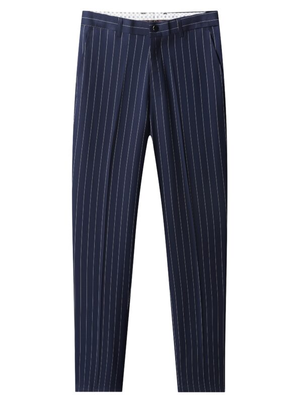 Men'S Striped Suit Set for Business Casual And Formal Events, Featuring a Lightweight Design Suitable for Spring And Autumn. The Two-Piece Suit Is Durable, Wrinkle-Resistant, And Does Not Adhere to Hair, with a Double Button Closure. - Image 10