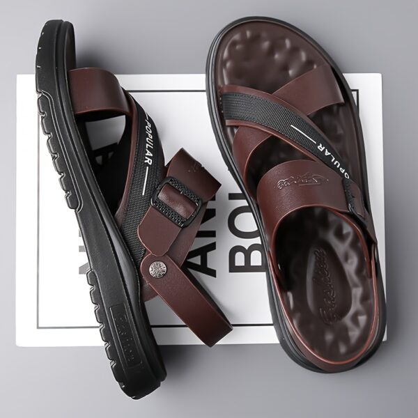 Men's Big & Tall Outdoor Sandals - Slip-Resistant Soft Sole, Breathable Adjustable Straps for Beach, Driving & Casual Summer Wear - Lightweight Comfortable Low-Top Design, Beach Footwear, Sleek Shoe Design, Secure Strap Footwear - Image 10