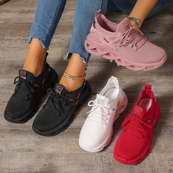 Valentine'S Day Women'S Solid Color Mesh Lace-Up Casual Sports Shoes, Breathable Low-Top Outdoor Running Shoes, Suitable for Gym Workouts. - Image 2