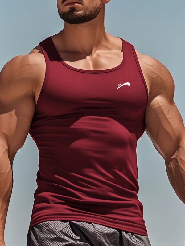 Villa Le Shui OBM Guiren Bird Summer Sleeveless Men'S Vest, Solid Color Round Neck Tank Top, Casual Sports Undershirt for Workouts. - Image 2