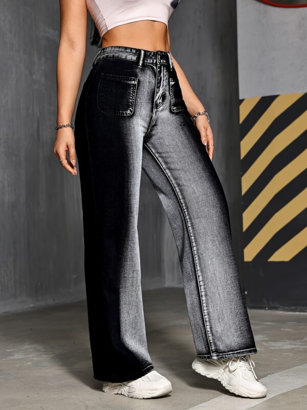 Black and White Contrast Casual Straight Pants - Image 9