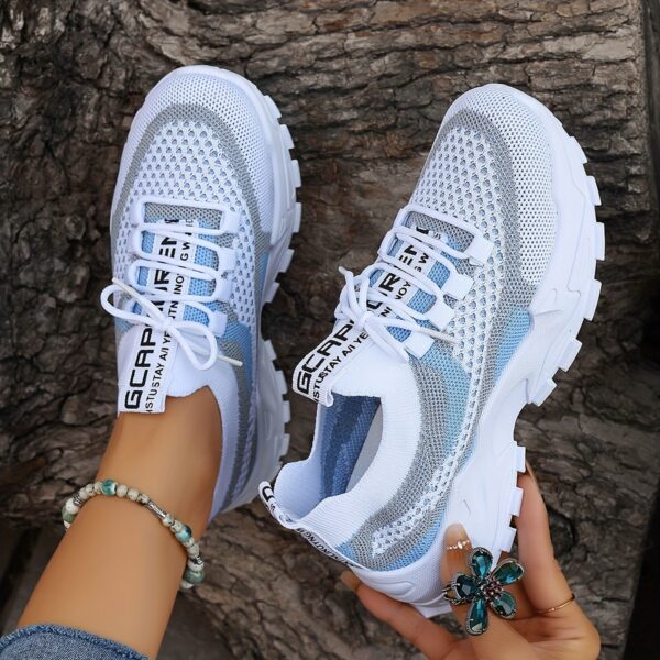 Women's Colorblock Knitted Sneakers, Stylish Breathable Low Top Running Trainers, Comfy Outdoor Sports Shoes plus size - Image 8