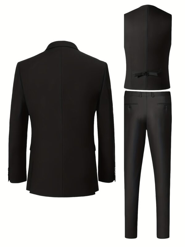 Men's Three-Piece Suit Set with Trousers and Vest, Suitable for Weddings and Important Occasions - Image 4