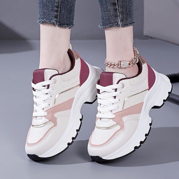 Women'S Spring Outdoor Running Shoes, All-Season Breathable Sneakers, Fashionable Thick Sole Comfort Sports Shoes with Motion-Control Support, Fabric Upper & Inner, TPU Sole, Man-Made Materials - Image 6