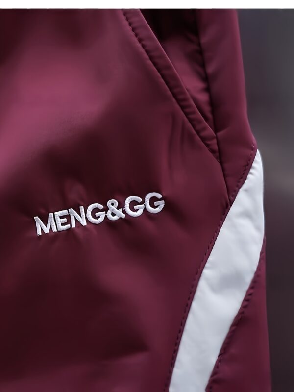 Men'S Slim-Fit Athletic Joggers with White Striped Side Panels, Elastic Waistband & Drawstring, Embroidered Lettering - Maroon & White Casual Streetwear Pants for Gym, Casual Attire, and Everyday Comfort, Jogging Pants, Gym Apparel, Sporty Style, Durable Fabric - Image 5