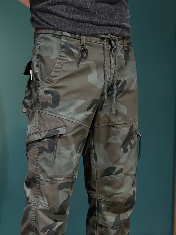 Men's Slim-Fit Camouflage Work Pants with Multi-Pocket Design - Cotton Blend Durable & Comfortable, 9-Inch Length, Machine Washable for Outdoor Activities, Spring/Fall Casual Wear, Comfy Pants, Reinforced Knee Protection - Image 5
