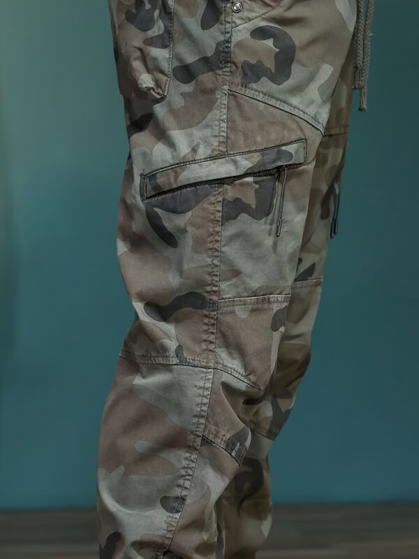 Men's Slim-Fit Camouflage Work Pants with Multi-Pocket Design - Cotton Blend Durable & Comfortable, 9-Inch Length, Machine Washable for Outdoor Activities, Spring/Fall Casual Wear, Comfy Pants, Reinforced Knee Protection - Image 7