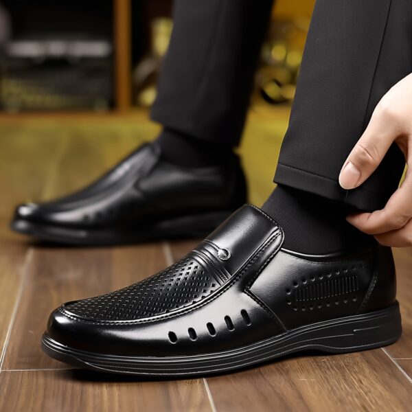 Plus Size Men's Classic Solid Colour Slip On Loafer Shoes, Comfy Non Slip Casual Durable Dress Shoes, Men's Footwear - Image 3