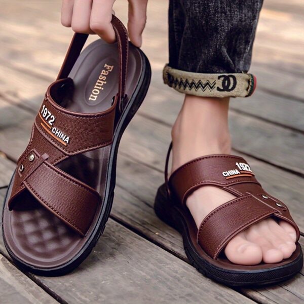 Men's Vintage Retro Style Open Toe Breathable Sandals, Comfy Non Slip Casual Durable Summer Walking Shoes, Men's Footwear - Image 8
