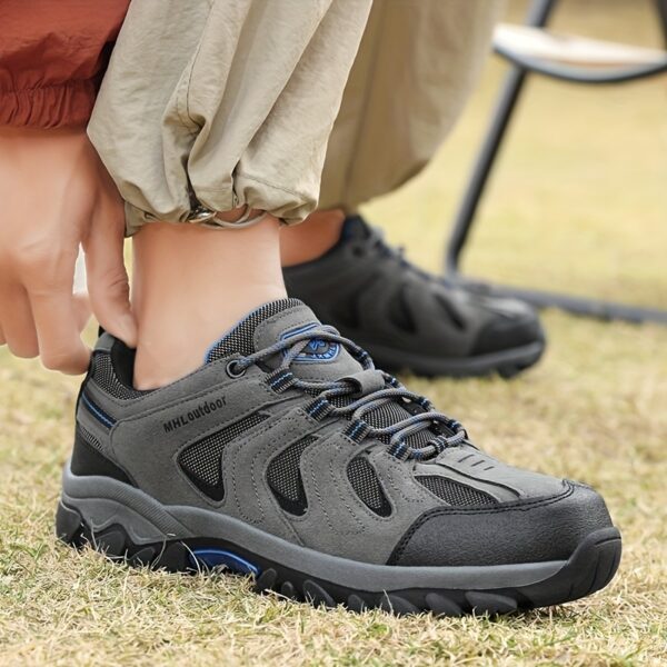 Men's Outdoor Hiking & Running Shoes - Breathable Low-Top Trekking Shoes with Non-Slip PVC Sole, All-Season Lightweight Design for Trail Running, Camping & Urban Adventures - Black, Hiking Gear, Adventure Footwear, Sporty Style, Durable Construction, Versatile Footwear, Fitness Lovers - Image 8