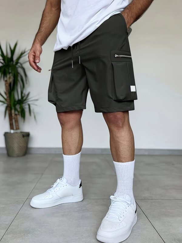 3pcs Men'S Summer Cargo Shorts Set, Loose Straight-Leg Multi-Color with Multiple Pockets, Zippered Pockets Elastic Waist Outdoor Casual Sports Shorts - Image 10