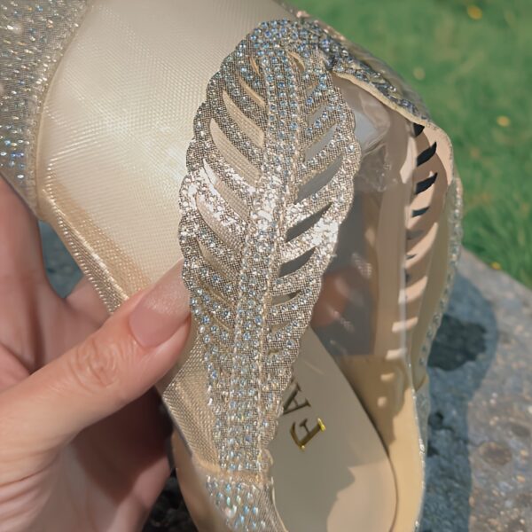Everyday Comfort, Elegant Women's Summer Fashion Sandals - Open Toe, Comfortable Low Heel Slide Shoes with Sparkling Rhinestone Accents and Breathable Mesh Upper, Perfect for Outdoor Wear, Strappy Sandals - Image 18