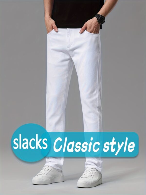 A Pair of Men'S Casual Trousers, Lightweight Business Regular Style White Breathable And Wrinkle- Resistant Fashion Straight-Leg Golf Trousers, Four Seasons Casual Western Trousers, Lightweight And Comfortable, Suitable for Office And Daily Wear