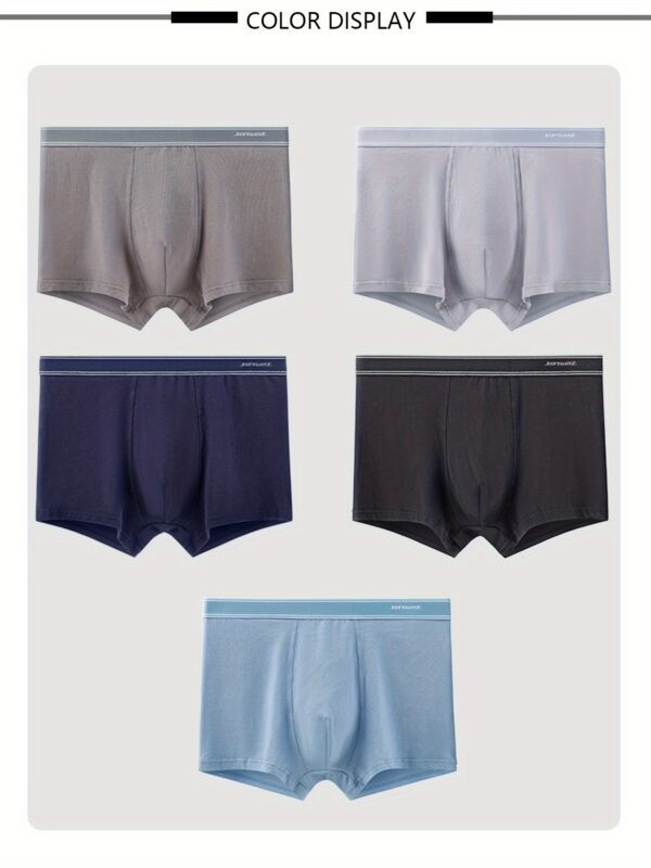 JEANSWEST 5-Pack Men'S Cotton Boxer Briefs - Breathable, Comfortable Underwear with Medium Stretch, Classic Solid Color Design for Casual Wear, Comfortable Underwear, Stylish Underwear, Soft Texture - Image 3