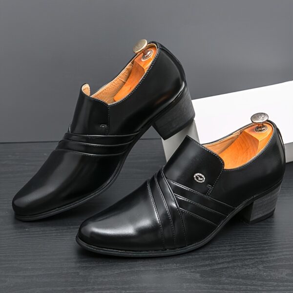 Men'S Formal Dress Shoes, Solid Color Low Top Pointed Toe, All-Season Slip-On Outdoor Footwear, Upper & Lining, Rubber Sole, Wedding Banquet Party Shoes - Image 6