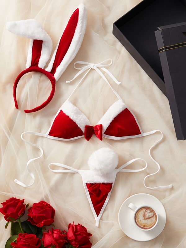 Sexy Lingerie Set with Bra, Panties & Hair Tie - Image 3