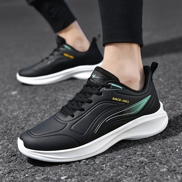 [1pair Water-Resistant Men'S Sneakers] Men'S Fashion Sneakers, Water-Resistant Synthetic Low-Top Running Shoes, Lace-Up Casual Sports Footwear, with Fabric Insole and MD Sole, for Daily Wear