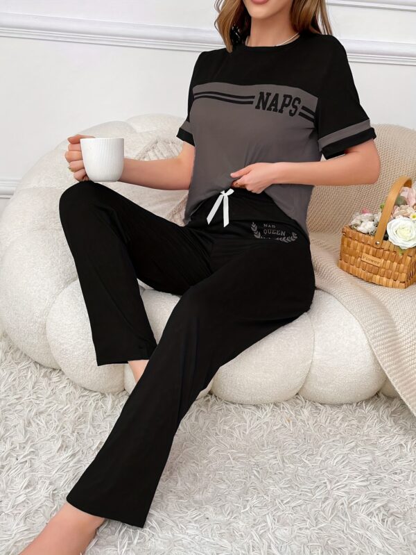 Short and Long Style Letter Print Casual 2pcs Set - Image 5