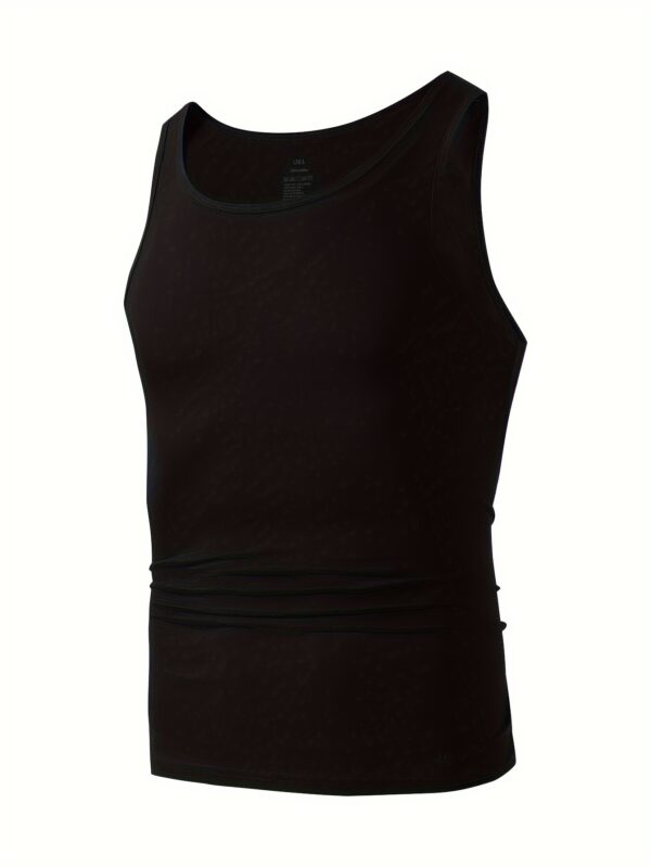 5-Pack Men'S Cotton Tank Tops, Breathable Crew Neck Vests, Casual Solid Color All-Season Knit Fabric Tops, Medium Stretch Regular Fit Undershirts - 100% Cotton, 160g/m² - Image 4