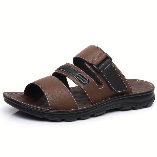 2025 New Men'S Double Buckle Sandals - Color Block Non-Slip Outdoor Casual Shoes, Men'S Hard Sole Beach Shoes, Breathable and Durable Bathroom Slippers, Calm Style Sport Sandals - Image 4