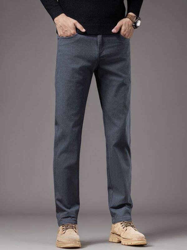 Men'S Classic Mid-Waist Casual Pants - 100% Woven Fabric with Slight Stretch, Solid Color, Button Fly, Regular Fit for Spring/Fall - Comfortable for Work, Weekend, and Business Occasions - Image 10
