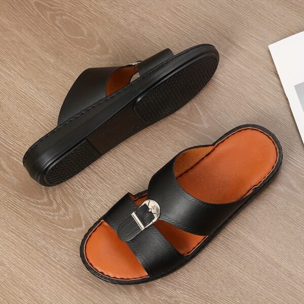 Men'S Casual Fashion Trendy Solid Color Round Toe Slip On Slides, Faux Upper, Faux Sole and Insole, Without Lining, Soft Sole Non-slip, Middle East Style Handmade, All-season, Daily & Casual Outdoor Indoor, for Men - Image 5