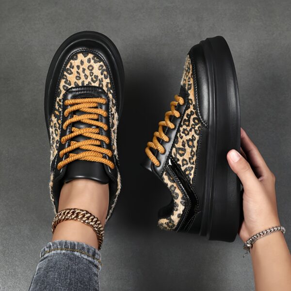 Chic Leopard Print Women's Sneakers - Lightweight, Comfortable Lace-Up Casual Shoes with Soft EVA Sole for All Seasons - Image 3