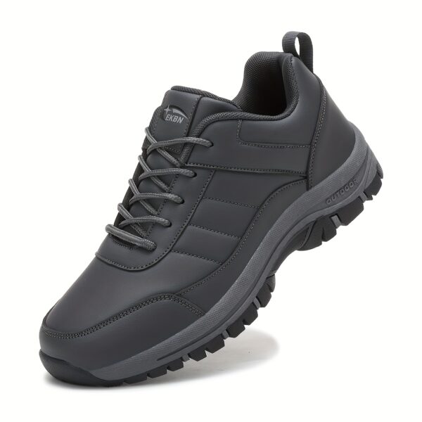 Men's Low-Top All-Season Hiking Sneakers, Black with Gray Accents, Non-Slip Durable Outdoor Sneakers for Men, Lightweight & Breathable for Hiking, Camping, and Casual Wear - Image 3