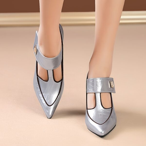 Elegant Plus Size Mary Jane Pumps - Pointed Toe, Mid-Block Heel, Slip-On with Metallic Buckle, Synthetic Cover Inner, Rubber Sole, All-Season Comfort Shoes, Comfortable Solewear | Elegant Footwear | Durable Rubber Sole, Ladies Shoes - Image 8