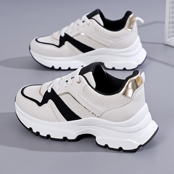 Women'S Spring Outdoor Running Shoes, All-Season Breathable Sneakers, Fashionable Thick Sole Comfort Sports Shoes with Motion-Control Support, Fabric Upper & Inner, TPU Sole, Man-Made Materials - Image 3