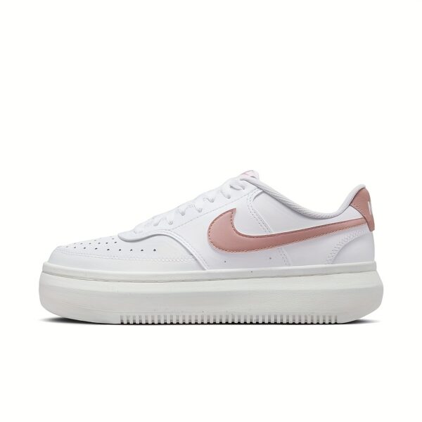 NIKE Women's Court Vision Spring/Summer Casual Sneakers - White with Pink Accents, Synthetic Leather Upper, Breathable Fabric Lining & Rubber Sole, Durable Comfortable Sneakers for Casual Attire, Modern Athletic Footwear, Comfortable Fit, Sporty Design, Lightweight Construction, Sporty Footwear, Sports Lovers - Image 3