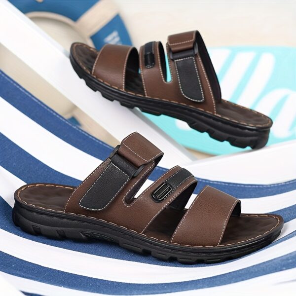 2025 New Men'S Double Buckle Sandals - Color Block Non-Slip Outdoor Casual Shoes, Men'S Hard Sole Beach Shoes, Breathable and Durable Bathroom Slippers, Calm Style Sport Sandals - Image 12