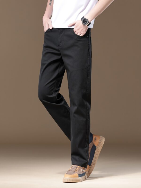 Saleisi Men'S Casual Cotton Blend Pants - Comfortable & Durable, All-Season Style with Elastic Waistband, Regular Fit, Button Fly, Ideal for Everyday & Business Casual Wear, Everyday Comfort|Stylish Casualwear|Polyester Lined Pants - Image 9