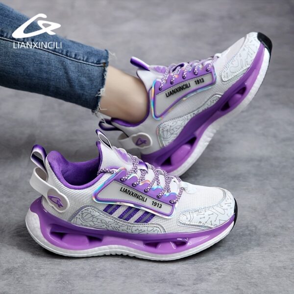 Women'S Stylish Purple and White Running Shoes - Lightweight, Breathable Mesh Upper, Soft Sole with Shock Absorption, Casual Athletic Sneakers for All Seasons, Casual Athletic Shoes | Modern Casual Shoes | Durable Athletic Footwear - Image 4