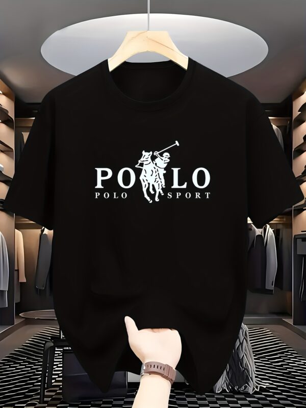 2025 Men'S Summer Geometric Pattern Letter Short Sleeve Fashion Street Casual T-Shirt - Image 2