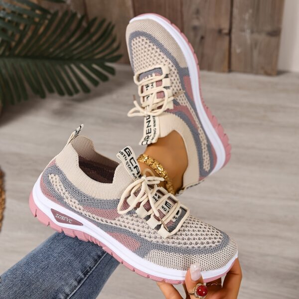 Women'S Lightweight Breathable White Sneakers - Comfortable Low-Top Lace-Up Walking Shoes with Non-Slip PVC Sole, Ideal for Travel, Shopping, and Casual Wear, Casual Footwear | Stylish Laceup Shoes | Comfortable Footwear - Image 19