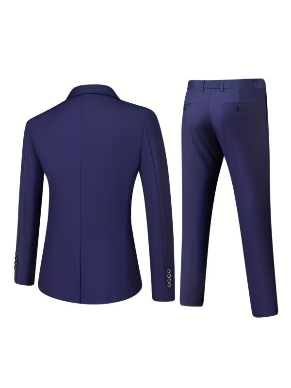 Men'S Casual Suit Set - Light Gray Double-Breasted Blazer, Matching Pants, Non-Stretch Fabric, Regular Fit, Button-Up, Ideal for Work, Spring/Summe - Image 7