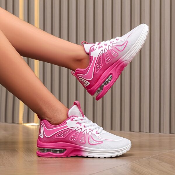 Women'S Cushioned Running Sneakers, Lightweight All-Season Tennis Training Shoes, Fabric Upper & Inner, Sole, Normal Pronation, Solid Color Design - Image 2
